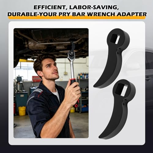 2PCS New Pry Bar Wrench Adapter,Adjustable Half Shaft CV Axle Removal Tool with 1/2" & 3/8" Square Drive Port,Bull Horn Car CV Joint Removal Tool as Crowbar Head
