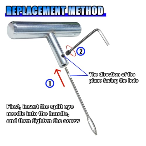 LAINLOY Car Tire Repair Tool, Tire Plug Replacement Split Eye Needles, T Handle Tire Spikes, Flat Metal Tire Repair Needle Kit (10PCS) - size: 10PCS