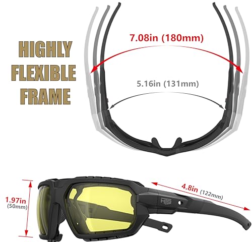 HTS HUNTERSKY Protective Powersports Motorcycle Anti Fog Riding Goggles Eyewear Padded Sunglasses Windproof UTV Spoggles - color: Black Yellow