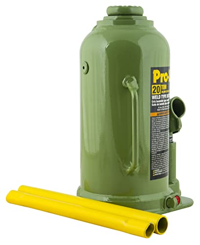 Pro-Lift Welded Bottle Jack 20 Ton - (40,000 Lbs) Capacity Hydraulic Lifting with Side Pump Two-Piece Handle