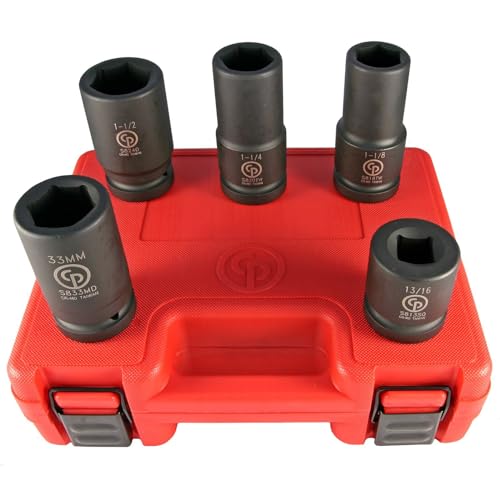 Chicago Pneumatic SS8205WS - 1 Inch Square Drive, Wheel Service SAE & Metric, 6 Point, Impact Socket Set (5 PCS) - size: 1", style: SAE/Metric (5 PCS)