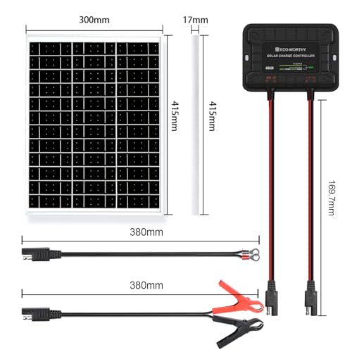 ECO-WORTHY Solar Panel Kit 25W 12V Solar Battery Charger Trickle Maintainer, 25W Solar Panel + Adjustable Mount Bracket + Upgrade Controller,for 12V Batteries Cars RV Boat Motorcycle Marine - size: 25W Smart KIT