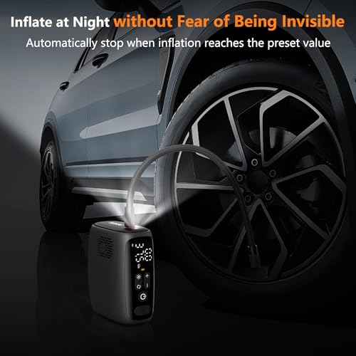 Tire Inflator Portable Air Compressor 150PSI,28 Cylinders 12V Electric Air Compressor,140W Auto Shut-Off with LED Light Air Pump,Portable