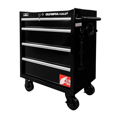 Olympia Tools 27-Inch Rolling Tool Cabinet with 4 Drawers - Mobile Tool Chest with Ball Bearing Slides and Fully Extendable Drawers for Garage Storage - size: 27-Inch Rolling Tool Cabinet