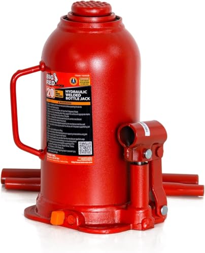 20 Ton Hydraulic Bottle Jack, 40,000 LBS Heavy Duty Welded Steel Auto Lift Jack with Adjustable Height, Overload Protection, Leak-Free Pump, for Truck, RV, Industrial and Garage Use, Red - color: Red