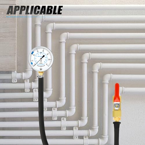 MEANLIN MEASURE 0-35” WC Manifold Gas Pressure Test Kit, Pressure Gauge Kit for Natural Gas or LP Gas with 40" Feet Hose, 1/8” NPT Fitting with Barbed Connection and Hex Bushing - style: 0-35” WC