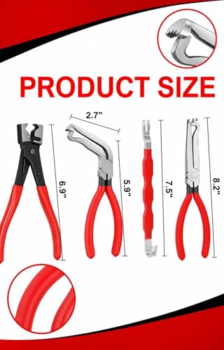 4-Piece Automotive Electrical Disconnect Pliers Set, 60-Degree Angled & Straight Connector Removal Tools for Ignition Coil, Fuel Line, MAF Sensor - size: 4 Pcs