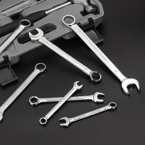 HARFINGTON Combination Wrench 6mm Metric 12-Point Box and Open End Zinc Plated Steel Double Ended Spanner Tool for Automotive Pipe Furniture Machinery DIY Repair, Silver White - size: 6mm