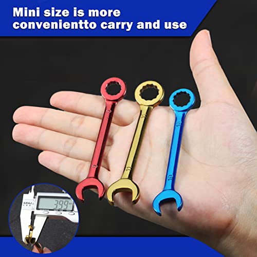 Small Wrench Set Metric 10 PCS 4-11mm Color Plated Open and Box End Mini Wrenches Combination Wrench Set with Key Ring Ignition Wrench Set with Portable Storage Pouches - style: Metric