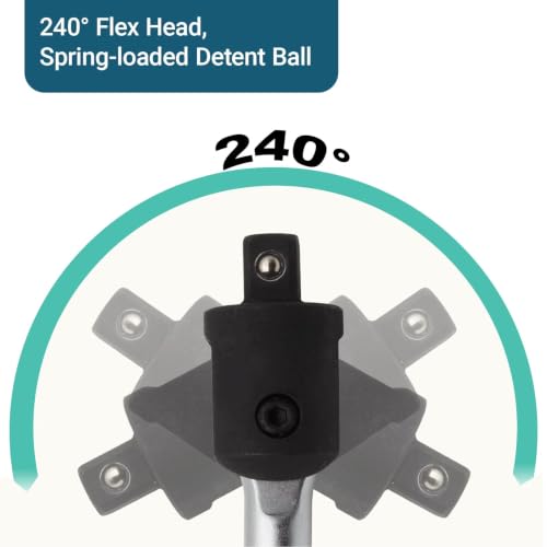 18 Inch Breaker Bar 1/2 Drive, 240 Swivel Head | Chrome Vanadium Steel for Stuck Lug Nuts, Long Reach Wrench for Tire Changes Mechanical Repair