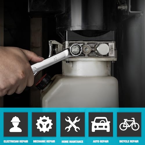DURATECH 22mm Combination Wrench, Metric | CR-V Constructed, Mirror Polish, 12-Point, 15-Degree Offset - size: 22 mm