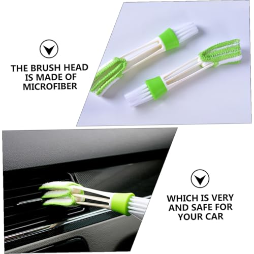 GLEAVI 3pcs Double-Ended Car Air Vent Cleaning Brush Set Green, Air Conditioner Duster for Interior Vents and Dashboard Detailing Tools