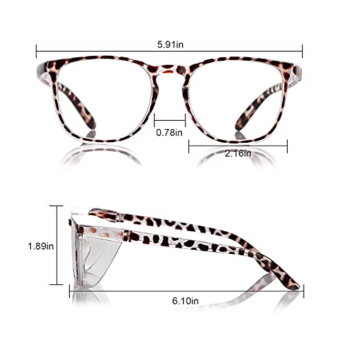Stylish Safety Glasses Goggles for Women Girls Anti-fog Glasses Protective Eyewear Clear Glasses - color: 2 Pack: Blue +Tortoise