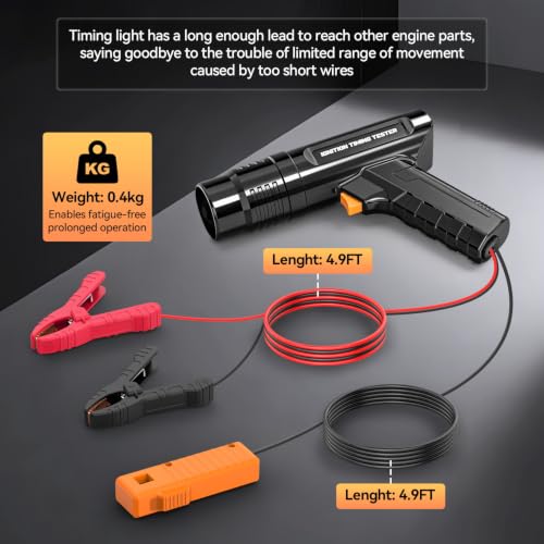 Automotive Timing Light,12V Engine Ignition Timing Light, Strong Flash & Multi-Protection Ignition Timing Tool for 2&4 Stroke Petrol Engine with 10FT Test Lead for Car/Motorcycle/Marine