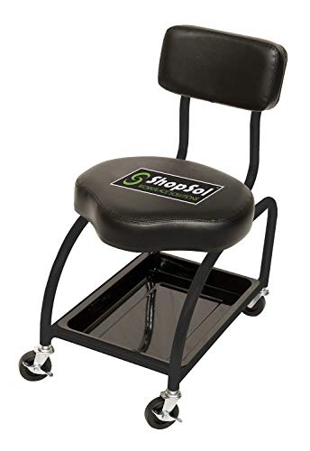 3010001 Heavy Duty Mechanics Stool with Backrest and Tool Tray. 450-Pound Capacity