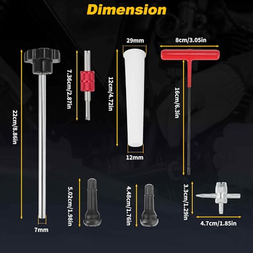 27PCS Quick Tire Valve Change Tool Kit, Tire Valve Stem Core Removal Replacement Tool for Cars Motorcycles Lawn Mowers ATVs Trucks Etc, with 4-Way Valve Tool, 5x TR413, 5x TR414 - size: Set A
