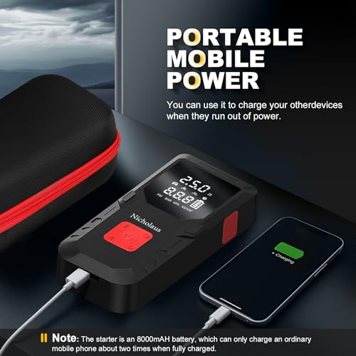 12 V Car 8000 mAh Battery Jump Starter 2800A with 150psI Air Compressor, Compact and Practical Edition QB08L Safe Smart, Portable Jump Box and Charger for 6.0L Gas and 3.0L Diesel Engines.