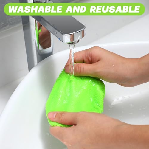 Baderke 10 Pcs Windshield Cleaner Tool Car Window Cleaning Supplies with Extendable Handle Include 6 Washable Microfiber Bonnets 2 Empty 60ml Spray Bottle Glass Wiper Kit (Green) - color: Green