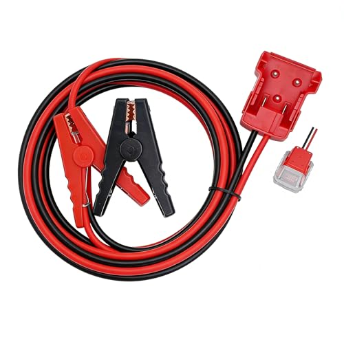Jumper Cables Compatible with Milwaukee 18V Battery Jumper Starter, 8AWG 2FT Booster Cable with Adapter Alligator Clip, 392°F/200℃ Heat Resistant Silicone Wire for Jump Starting Cars and RVs - color: Red