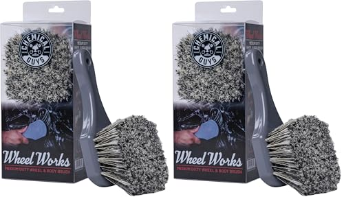 Chemical Guys ACCG09 Wheel Works Medium Duty Wheel & Body Brush, (Safe for Cars, Trucks, SUVs, RVs, Motorcycles, & More) Gray (Pack of 2) - size: 10 inches (Pack of 2), style: Wheel & Body