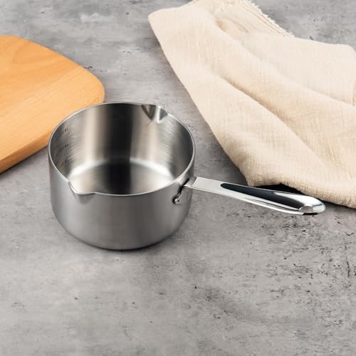 IMEEA Milk Butter Warmer Mini Butter Melting Pot Coffee Maker with Dual Pour Spout 18/10 Tri-Ply Stainless Steel (20oz/600ml) - size: 20 fl oz