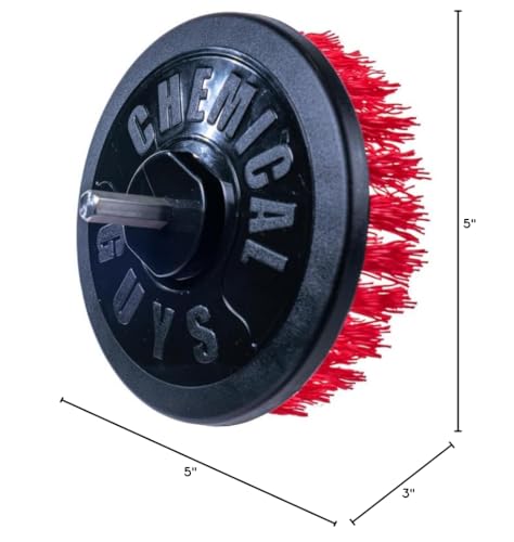 Chemical Guys, Heavy Duty Spinner Multi-Surface Drill Brush, Red, Scrubber | Powered drill brush scrubs heavy dirt and grime from grout, tubs, tires and mats, fits any standard drill - style: Heavy Duty