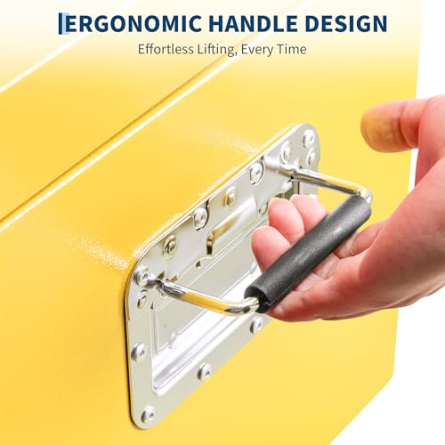 Industrial Steel Truck Tool Box w/Gas-Shock Lid, Pry-Resistant Security & Weatherproofing Toolbox Organizer Chest Fits Pickup, Truck Bed, RV, Trailer - color: Yellow, size: 15X15X24 inch