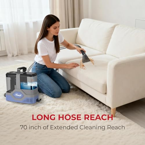 Rosewill Multi-Purpose Portable Carpet and Upholstery Cleaner with 74.4 oz Large Water Tank, Self Cleaning, Powerful Suction 17 KPa Spot Cleaner, 600W Motor, 4 Tools for Pets, Car, Couch and Stairs - color: Gray