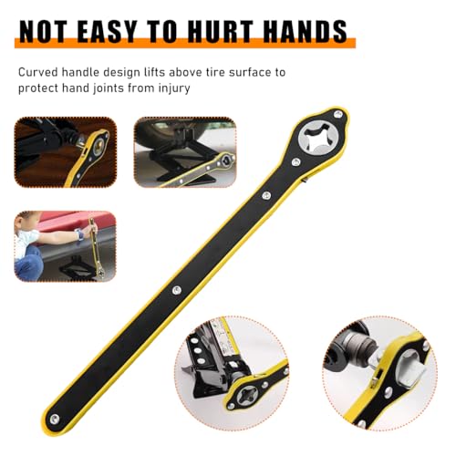 povtii Car Jack Ratchet Wrench, 360 Degree Swivel Tire Wheel Jack Ratchet Wrench, Tire Wheel Jack Lift Speed Handle Tool Suitable for Vehicle SUV Truck, Universal Car Accessories