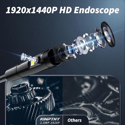 Endoscope Camera with Light,1920P HD Borescope Tools with 8 Adjustable LED Lights, Endoscope with Semi-Rigid Snake Camera, IP67 Waterproof Inspection Borescope for iOS and Android-16.4ft Dual-Lens - size: 16.4ft, style: Dual-Lens