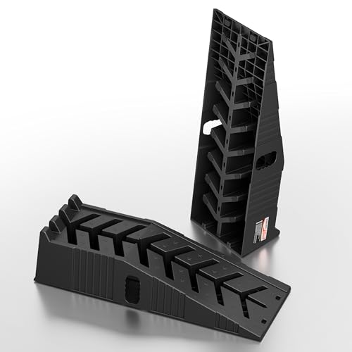 16,000 lbs Stackable Car Ramps, 50% Space-Saving Nestable Car Lift Ramp for Oil Change, Heavy Duty Vehicle Service Tire Lifts for Garage, 2-Pack