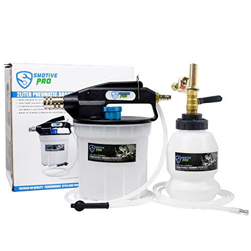 SMOTIVEPRO 2L Vacuum Brake Bleeder Kit Pneumatic Brake Fluid Extractor Pump | Powerful Air Vacuum and 16 Bleeder Screw Adapters Extract Brake Fluid Faster, for Efficient Bleeding on More Vehicles - size: 2L Pneumatic Brake Bleeder Pump