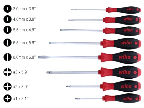 Wiha 30298 8-Piece Slotted and Phillips Screwdriver Set with Soft Finish Handles - style: 8 Pieces