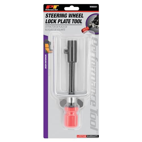 Performance Tool W86551 Steel Steering Wheel Lock Plate Removal Tool with Adapters for Most Domestic and Import Vehicles with Locking Steering Wheels