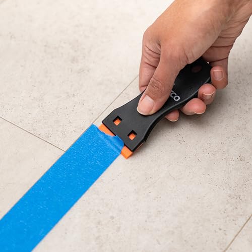 Perco Plastic Razor Blade Scraper with 10 Extra Plastic Blades – No-Scratch Adhesive & Sticker Remover Tool for Labels, Decals & Glue Residue – Safe Scraper for Glass, Windows & Car Surfaces - size: Scraper