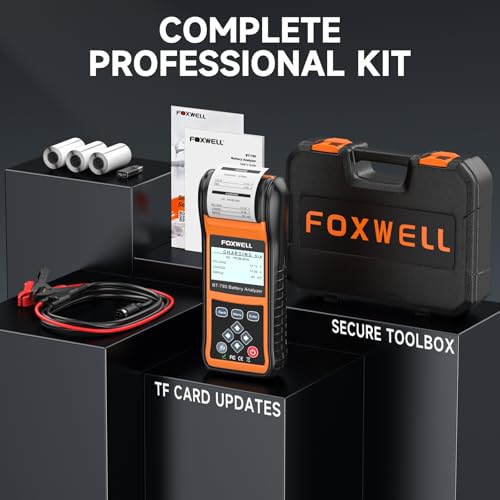 24v/12v/6v Battery Tester with Printer, FOXWELL BT780 Car Battery Load Test | 100-2000CCA Automotive Battery Tester Cranking Charging Alternator Tester for Car Marine Heavy Duty, Built-In Power & Printer