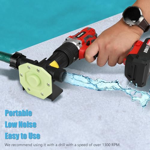 KITLUCK Hand Drill Pump, 750GPH Drill Powered Water Transfer Pump with Water Hose, Oil Tube and Adapter, Manual Water Pump for Drill, Small Self-Priming Electric Drill Pump for Water - color: Green
