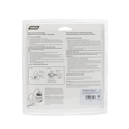 Camco Permanent Pump Converter Winterizing Kit- Allows You to Use Boat/RV Water Pump to Fill Pipes With Antifreeze - CSA Low Lead Content Certified (36543) | Circulates antifreeze through plumbing via water pump, brass 3-way valve, siphon tube, fits 1/2-1
