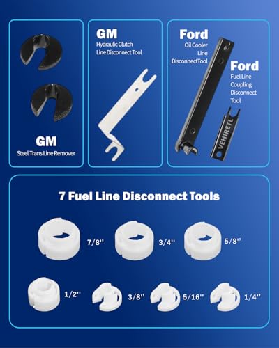 45pcs Master Quick Disconnect Tool Set Fuel Line Disconnect Tool Kit for Automotive A/C Fuel & Transmission Systems, Fuel Line Removal and Separator Tool Compatible with GM Ford Chrysler