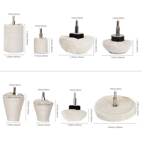 Buffing Wheel for Drill,8 pcs Buffing Pad Polishing Wheel Kits,Wheel Shaped Polishing Tool for Metal Aluminum,Stainless Steel,Chrome,Jewelry,Wood,Car,Ceramic,Glass,etc