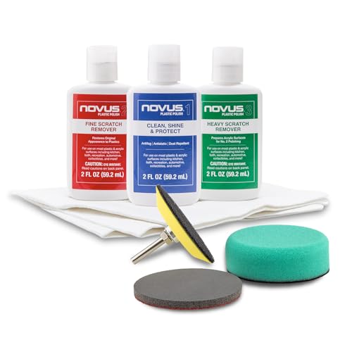 NOVUS Clear in Five Headlight Restoration Kit | 2 Ounce #1, 2, & 3 Bottles, Buffing Pad, Backing Pad Drill Attachment, 1,000 Grit Sanding Disk, 3 Polish Mates - size: NOVUS Headlight Restoration Kit
