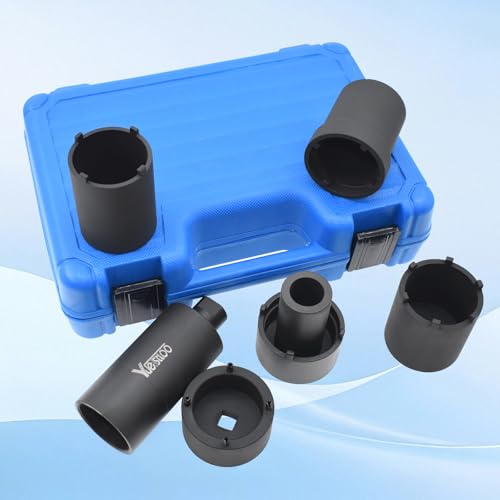 Spindle Nut Socket Tool Kit, 4WD Lug Out Spindle Sockets Set | 6 Pcs Axle Hub Lock Nut Socket Remover Installer 1/2" Drive Compatible with Ford Dana 44/80 Toyota Dodge GMC Chevrolet