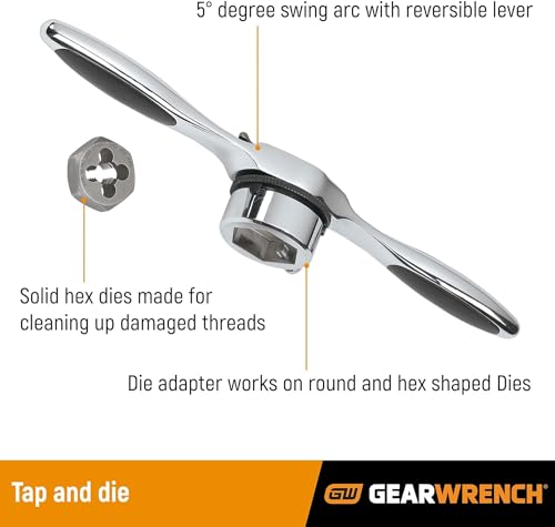 GEARWRENCH 114 Piece Ratcheting Tap and Die Set | SAE & Metric | 82812 - size: 114 PC, style: Set