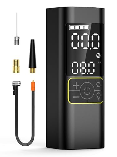 Tire Inflator Portable Air Compressor for Car, Bicycle, Motorcycle, Ball, with Tire Pressure Gauge and Storage Bag