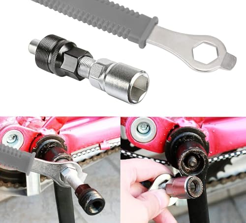 Oumers Bike Crank Extractor/Arm Remover and Bottom Bracket Remover with 16mm Spanner/Wrench. Professional Bicycle Repair Tool Kit - color: Gray
