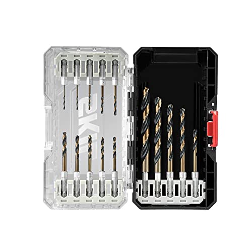 SKIL 15-Piece Hex Shank Twist Drill Bit Set-TDB5000 | 135 Degree Split Point | Black Gold Oxide Finish | Impact Driver Ready | Modular Case System | Snap Latch Storage - style: 15pc Drill Bit Set
