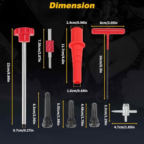 37PCS Quick Tire Valve Change Tool Kit, Tire Valve Stem Core Removal Replacement Tool for Cars Motorcycles Lawn Mowers ATVs Trucks Etc, with 4-Way Valve Tool, TR413/TR414/TR418 - size: Set B