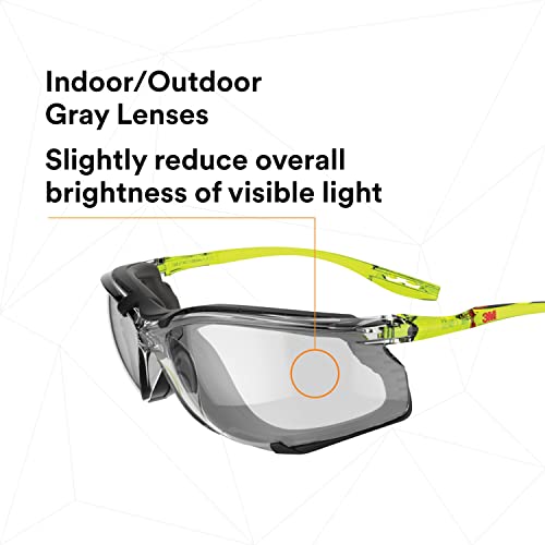 3M Safety Glasses Scotchgard Anti-Fog Coating - color: Gray I/O Lens, Green/Black Frame With Foam Gasket, size: One size fits most