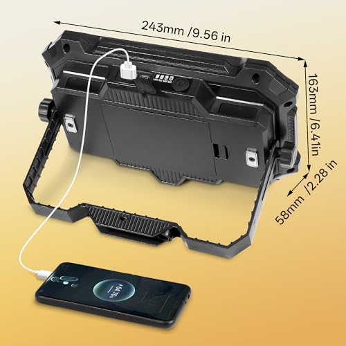 LED Work Light, Portable Rechargeable Magnetic Work Light | 10000LM output with 4 lighting modes, IP65 waterproof protection and a 13000mAh battery for garage, camping and emergency use
