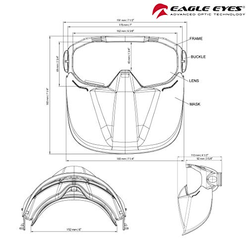 Eagle Eyes Anti-Fog Scratch-Resistant Safety Goggles with Face Shield - 99.9% UV Rays Protection - Universal Fit Lightweight Eyewear (Blue) - color: Blue